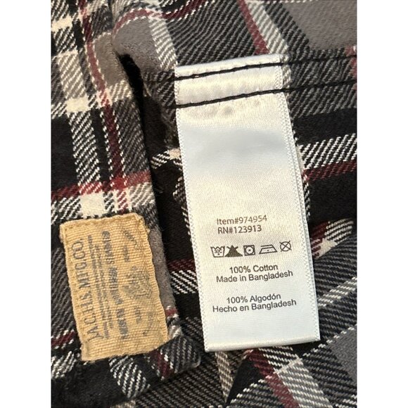 Jachs Men’s Flannel Shirt Medium Plaid Gray Black Red - Picture 6 of 7